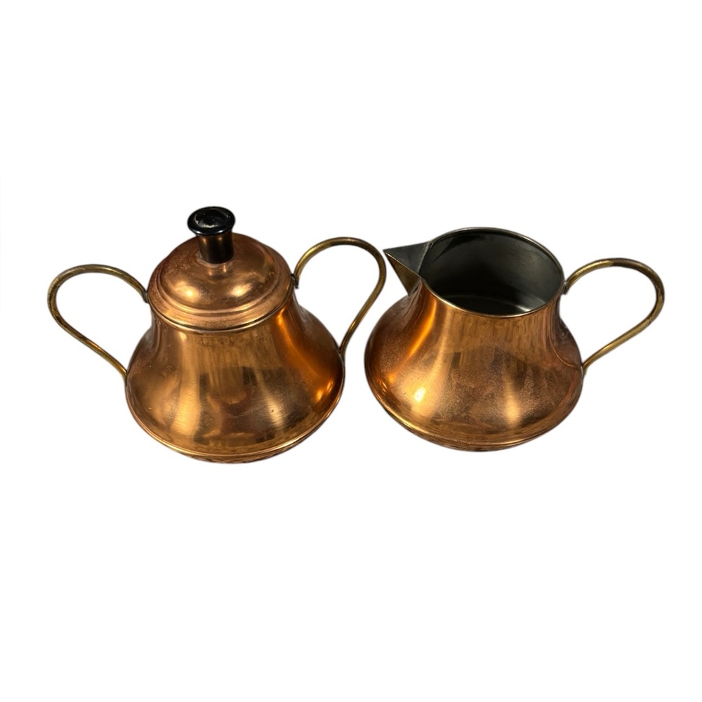 Vintage Copper Cream & Sugar set